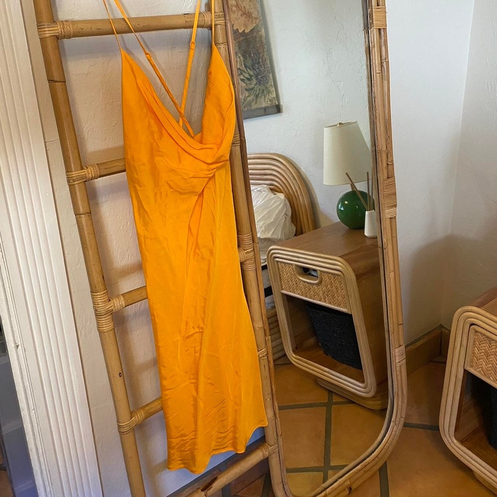 Yellow Orange Silky Mini Dress